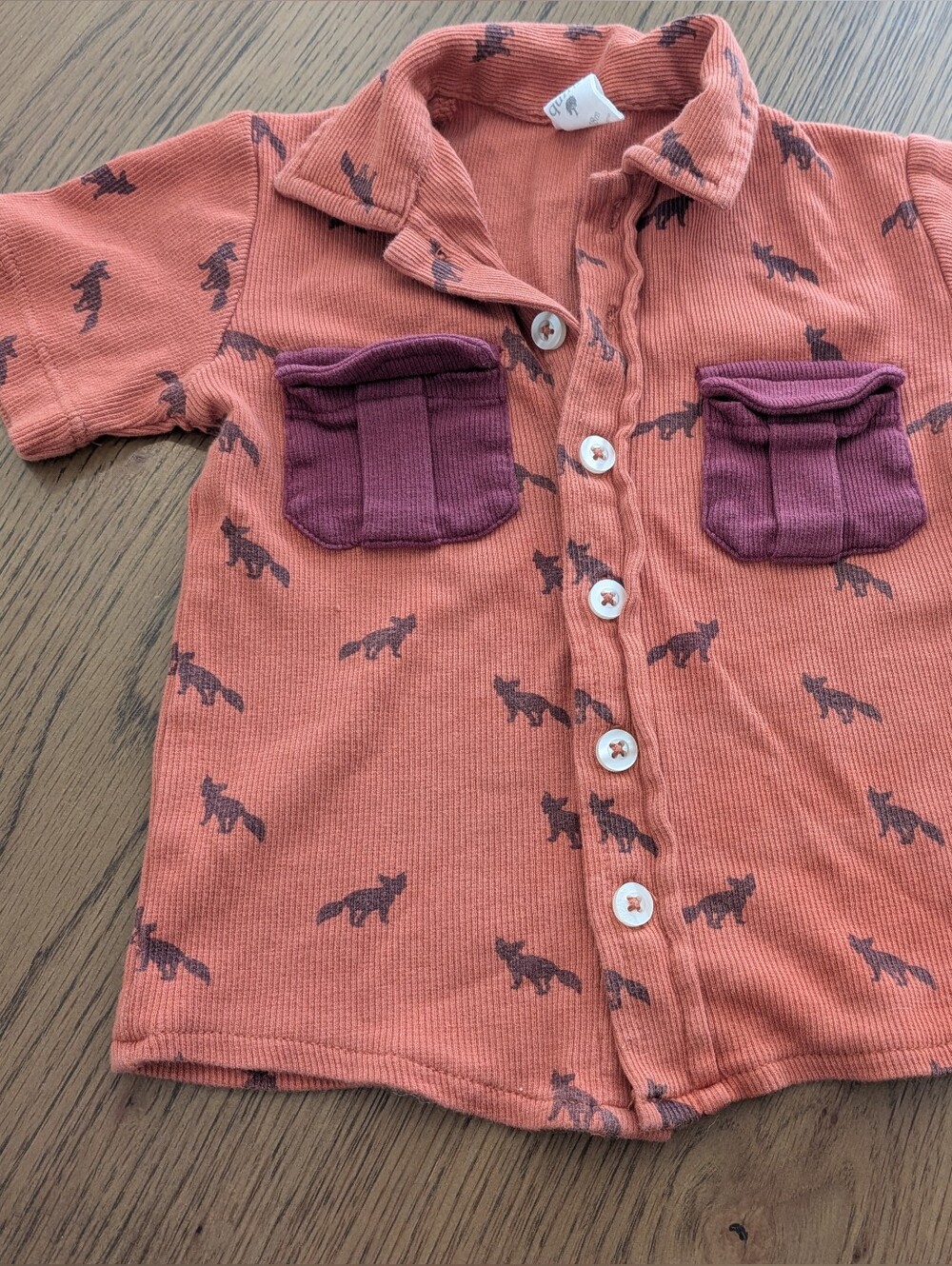 Kate Quinn Button-Up Shirt with Fox Print, Sz. 12-18 Months
